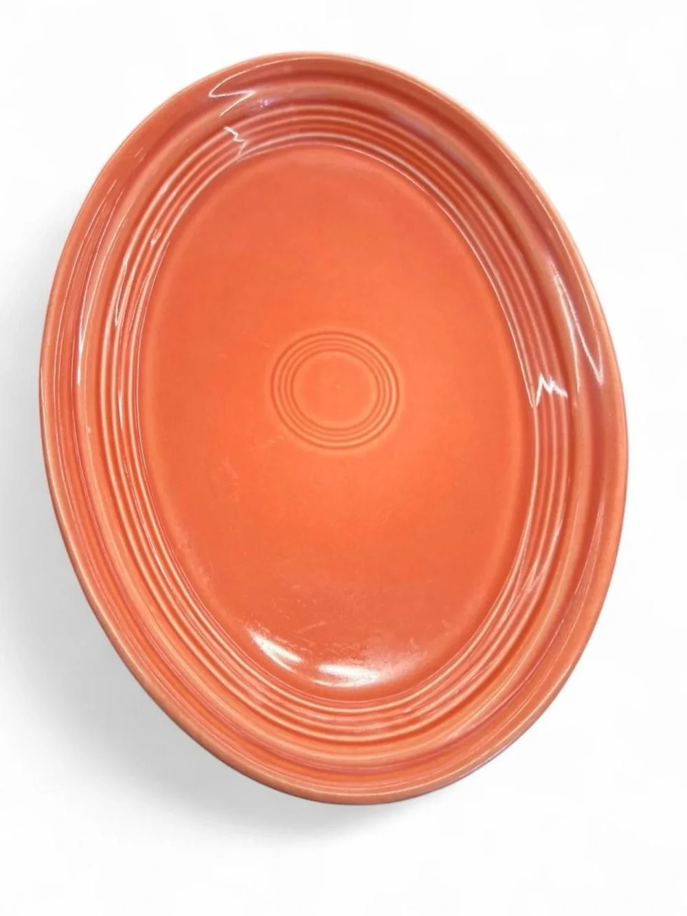 2 Fiesta Orange Oval Serving Plates 9.5”